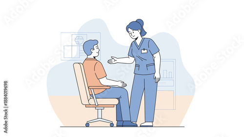 Doctor and patient consultation, medical checkup illustration, healthcare concept