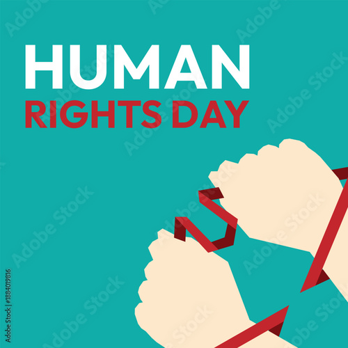 Human Rights Day background. Hand clenched upward design