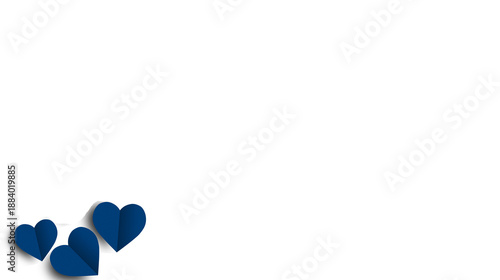 A lonely blue heart on a transparent background. Valentine's Day paper cutout decoration.
