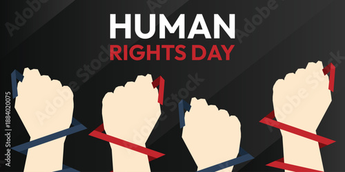 Human Rights Day background. Hand clenched upward design
