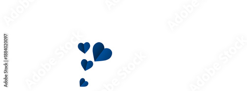 A lonely blue heart on a transparent background. Valentine's Day paper cutout decoration.