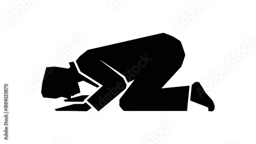 Man kneeling in prayer or supplication silhouette.