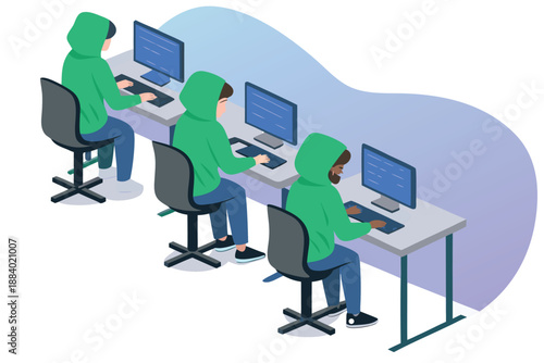 Computer Lab Students Coding