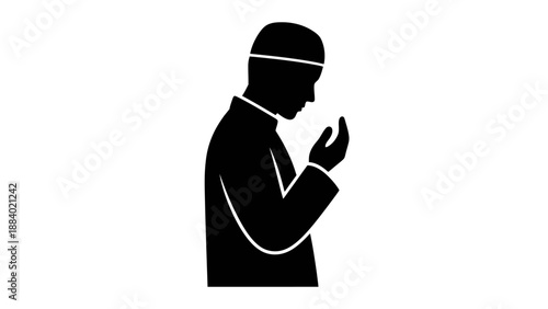 Man praying in contemplative pose with hands together.