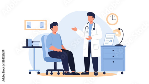 Doctor consulting patient in clinic, medical consultation, healthcare concept
