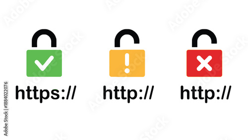 A graphic illustrating secure and insecure internet connections with padlock icons