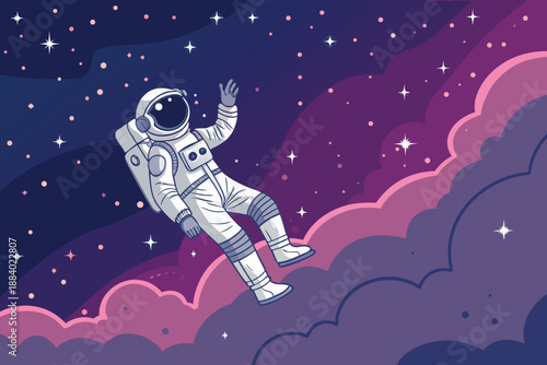 Cosmic Astronaut Floating Starfield