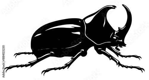 a black and white drawing of a bug with big horns, beetle, big, black, bug, drawing, horn, illustration, insect, large, against transparent background