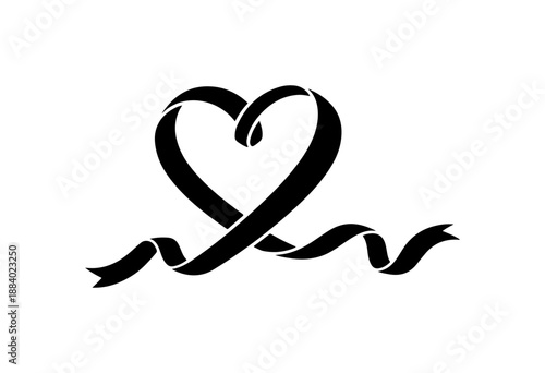 Black Heart Ribbon Symbol of Hope and Awareness