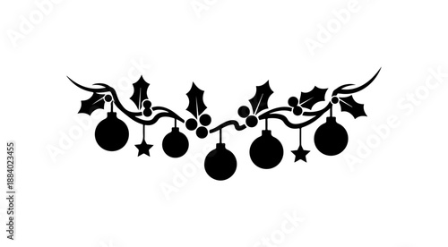 Holiday Decoration Holly and Baubles SVG Design