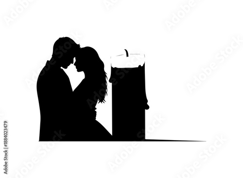 Silhouette Couple Embracing by Candlelight