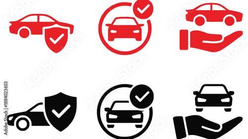 A graphic illustration of car insurance and protection symbols