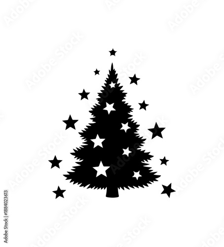 Christmas Tree with Stars SVG Design