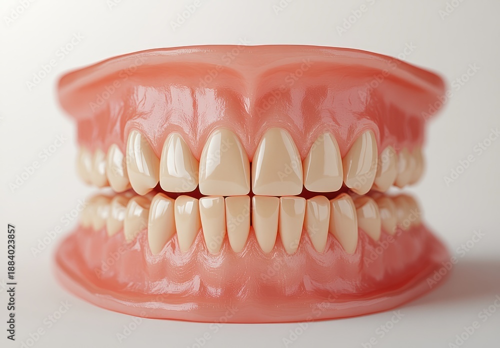 Obraz premium Realistic Model of Human Teeth and Gums for Dental Education and Tooth Care Demonstration Purposes