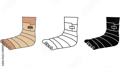 An illustration of three socks with a unique buckle design on each