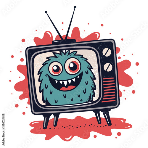 Cute Haunted Red Static Splash Illustra