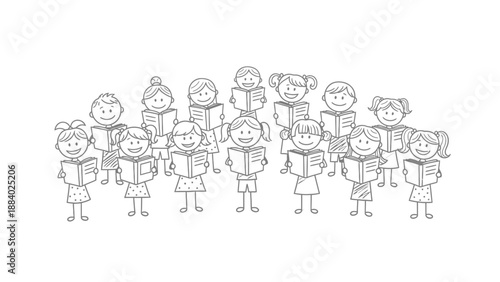 Happy Children Reading Books Together