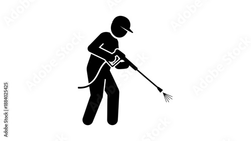 A person cleaning with a mop.