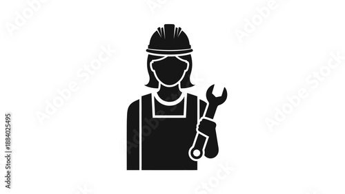 Black silhouette of a female mechanic.