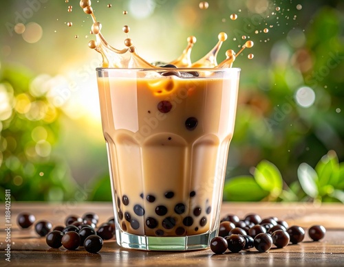 glass of milk and boba