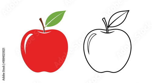 Two apples depicted one colored and one as a striking black silhouette