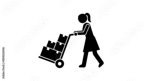 woman pushing a cart with bottles.