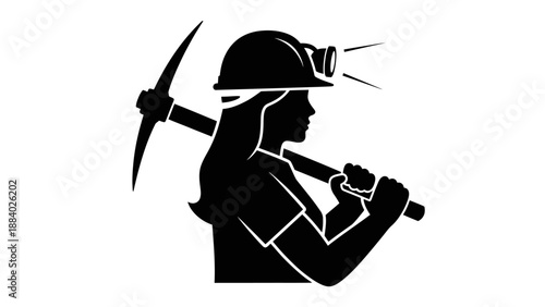 Silhouette of a miner with pickaxe.