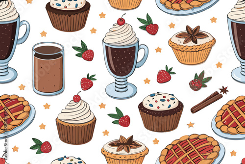 Dessert Drinks Dinner Pattern Festive Dinner