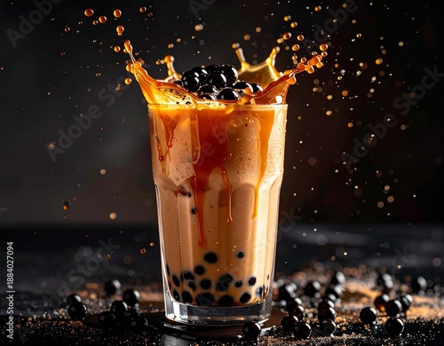 coffee and boba milk with ice