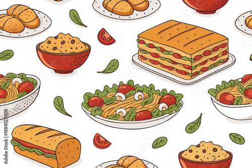 Family Dinner Comfort Food Pattern Festive Dinner