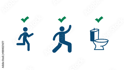 A graphic illustration of correct safety and hygiene practices in a public place