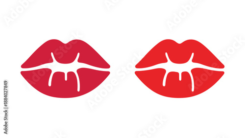 A graphic illustration of red lips with white liquid dripping down