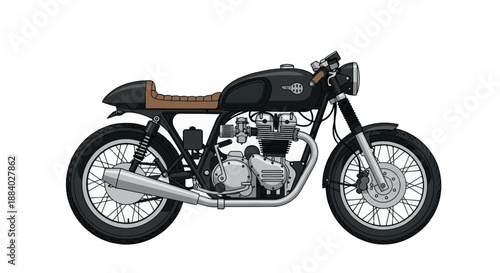 Vintage Cafe Racer Motorcycle Illustration