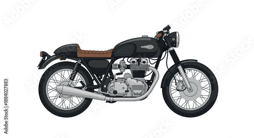 Retro Cafe Racer Motorcycle Vector Illustration