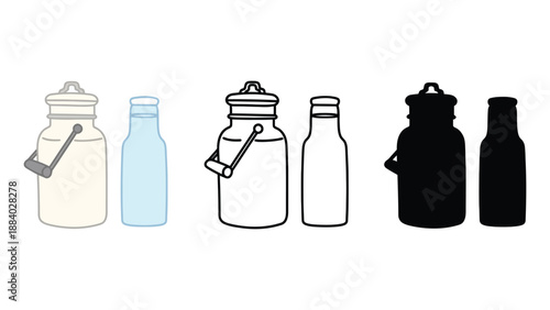 A set of colorful bottles and jars in different shades and styles