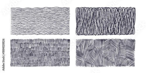 Hand drawn pencil geometric texture. Wave lines