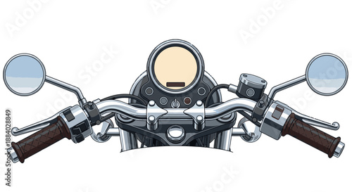 Motorcycle Handlebar Cockpit Illustration