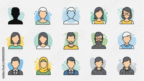 Diverse Group of People Avatars Representing Different Individuals.