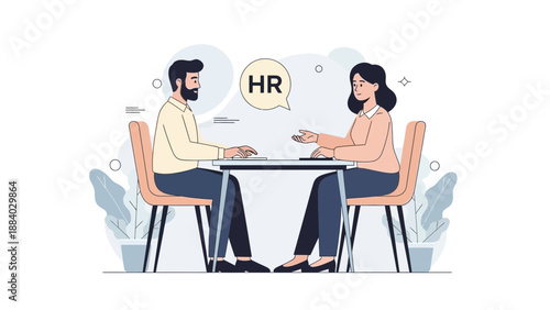 HR Interview Meeting: Candidate and Recruiter Discussing Job Opportunity