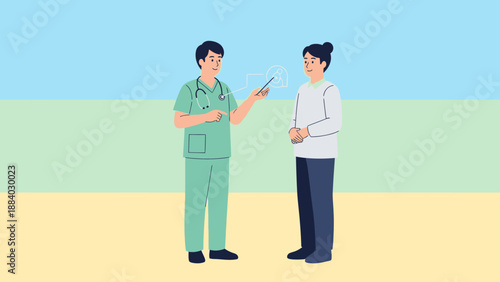 Doctor explaining medical information to patient, illustration