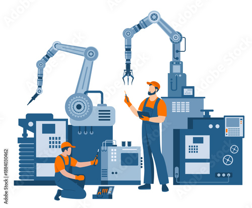 Industrial maintenance. Factory automated machine repair.
