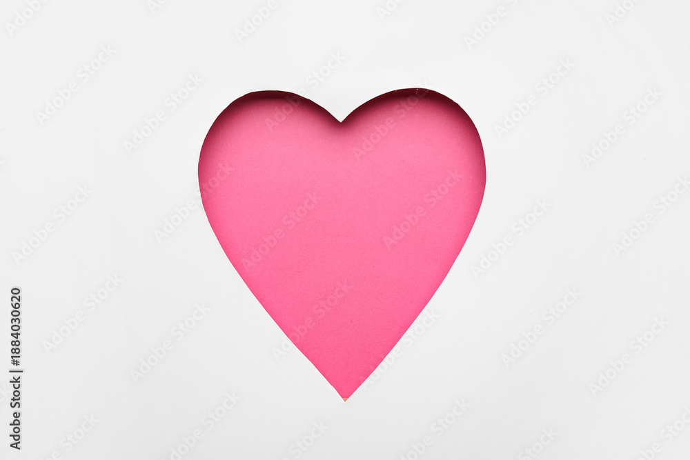 Fototapeta premium Cut white paper in shape pf heart as background. Valentine's Day celebration