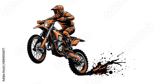 Motocross Rider Stunt Vector Illustration