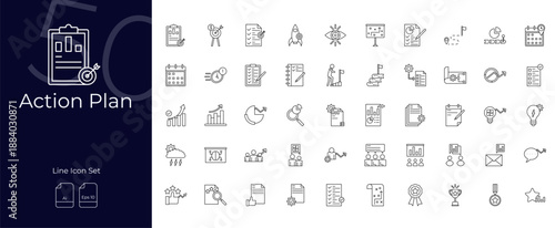 Action Plan Line Editable Icons set