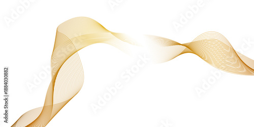 Fluid lines flow and interweave, white background with a gold wavy line pattern, abstract design features flowing, golden waves against a crisp white background.