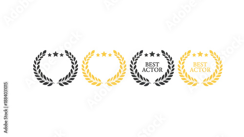 A collection of award laurels and stars for recognition and achievement