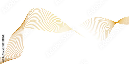Fluid lines flow and interweave, white background with a gold wavy line pattern, abstract design features flowing, golden waves against a crisp white background.