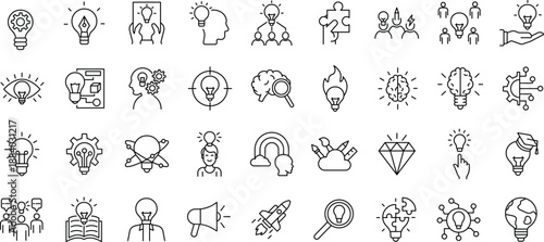 Set of outline icons. Linear icon collection. Editable stroke. Vector illustration