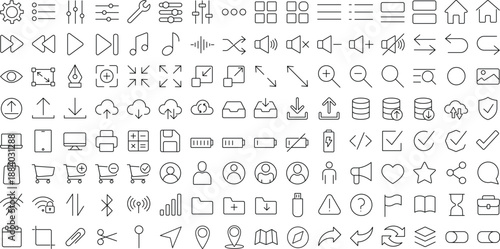 Set of outline icons. Linear icon collection. Editable stroke. Vector illustration