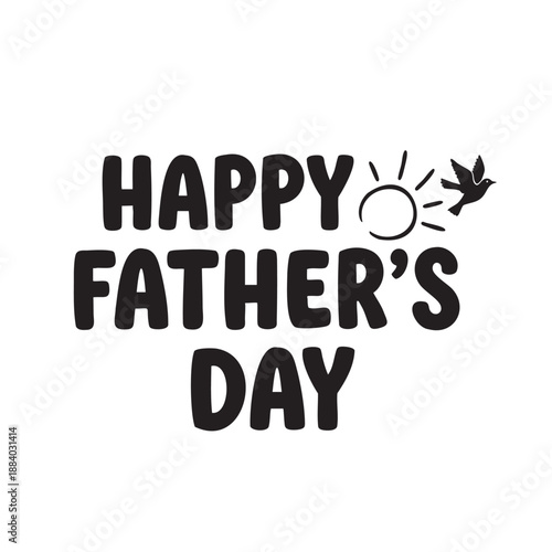 Happy Fathers Day greeting card with flying bird illustration